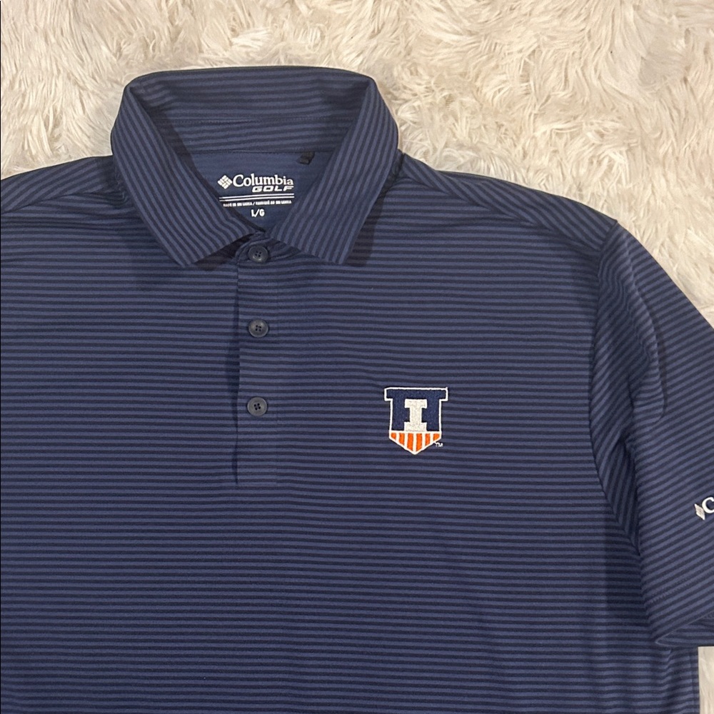 University of Illinois - Columbia Men's Dark Blue Polo with Logo - NWOT